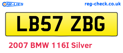 LB57ZBG are the vehicle registration plates.