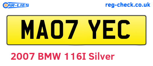 MA07YEC are the vehicle registration plates.