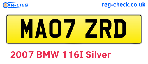 MA07ZRD are the vehicle registration plates.