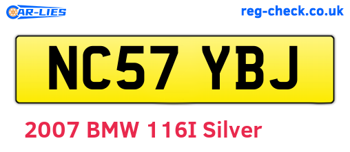 NC57YBJ are the vehicle registration plates.