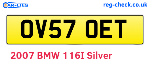 OV57OET are the vehicle registration plates.