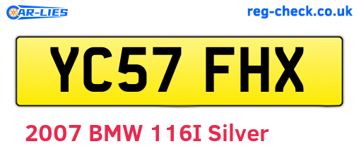 YC57FHX are the vehicle registration plates.