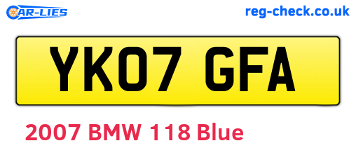 YK07GFA are the vehicle registration plates.