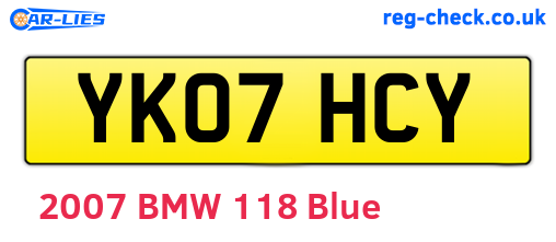 YK07HCY are the vehicle registration plates.