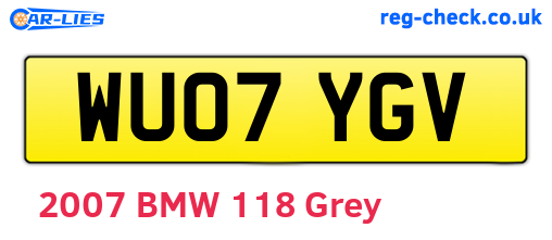 WU07YGV are the vehicle registration plates.