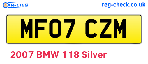 MF07CZM are the vehicle registration plates.