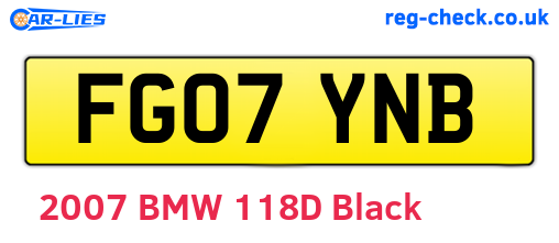 FG07YNB are the vehicle registration plates.