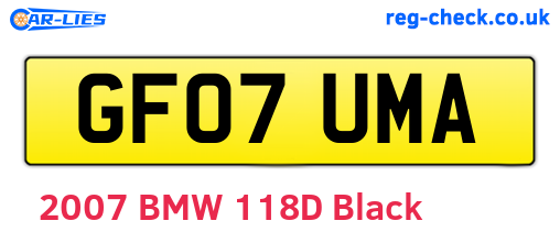 GF07UMA are the vehicle registration plates.