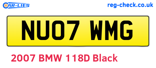 NU07WMG are the vehicle registration plates.