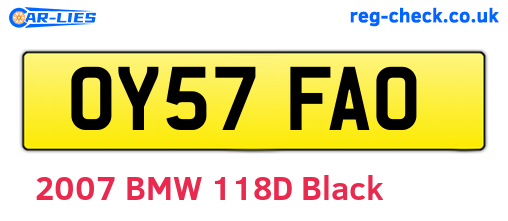 OY57FAO are the vehicle registration plates.