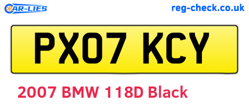 PX07KCY are the vehicle registration plates.