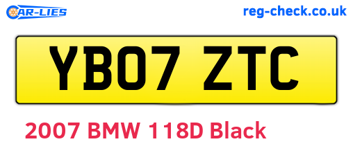 YB07ZTC are the vehicle registration plates.