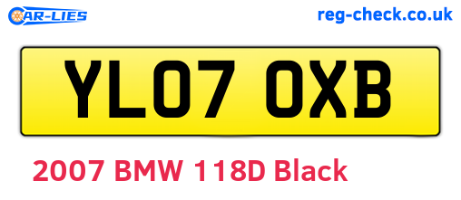 YL07OXB are the vehicle registration plates.
