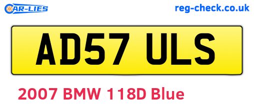 AD57ULS are the vehicle registration plates.