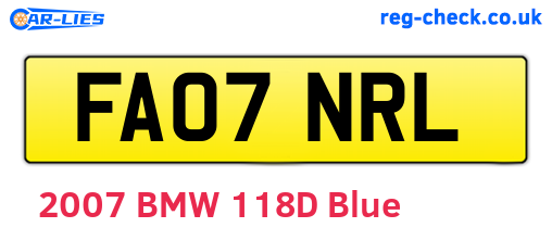 FA07NRL are the vehicle registration plates.