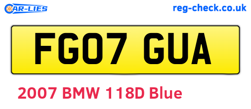 FG07GUA are the vehicle registration plates.