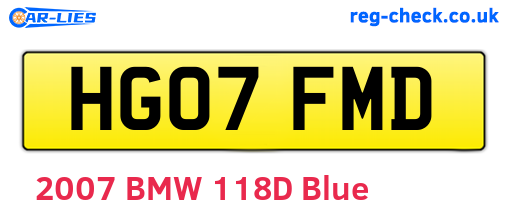 HG07FMD are the vehicle registration plates.