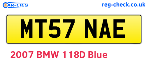 MT57NAE are the vehicle registration plates.
