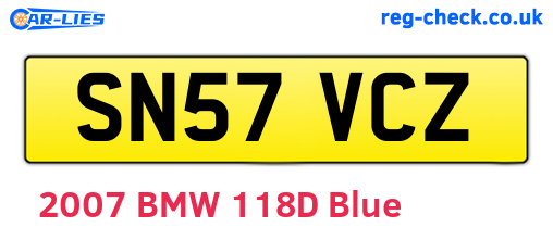 SN57VCZ are the vehicle registration plates.