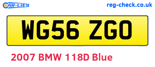 WG56ZGO are the vehicle registration plates.