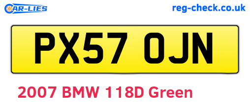 PX57OJN are the vehicle registration plates.