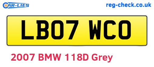 LB07WCO are the vehicle registration plates.