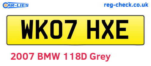 WK07HXE are the vehicle registration plates.