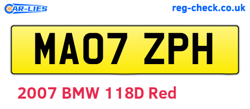 MA07ZPH are the vehicle registration plates.