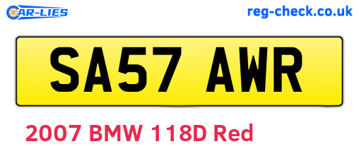 SA57AWR are the vehicle registration plates.