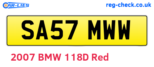 SA57MWW are the vehicle registration plates.