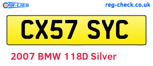 CX57SYC are the vehicle registration plates.