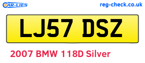 LJ57DSZ are the vehicle registration plates.