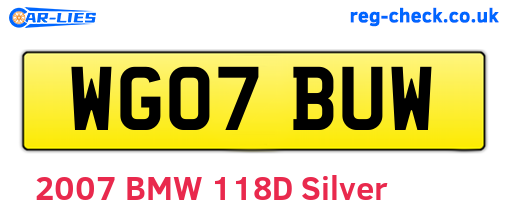 WG07BUW are the vehicle registration plates.
