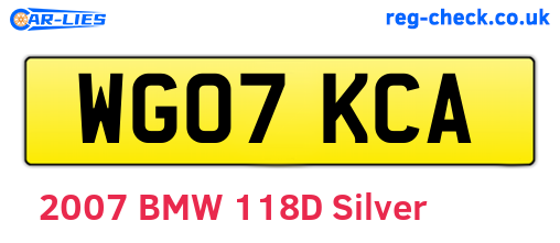 WG07KCA are the vehicle registration plates.