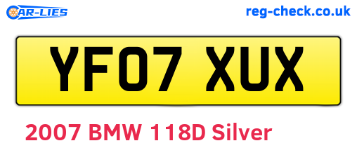 YF07XUX are the vehicle registration plates.