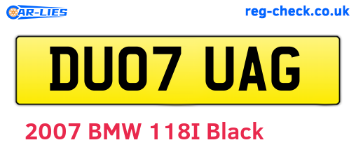 DU07UAG are the vehicle registration plates.
