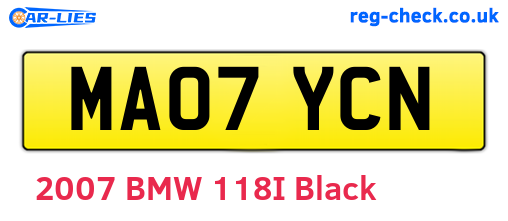 MA07YCN are the vehicle registration plates.