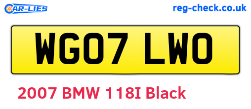 WG07LWO are the vehicle registration plates.
