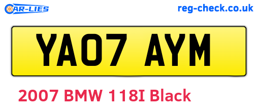 YA07AYM are the vehicle registration plates.