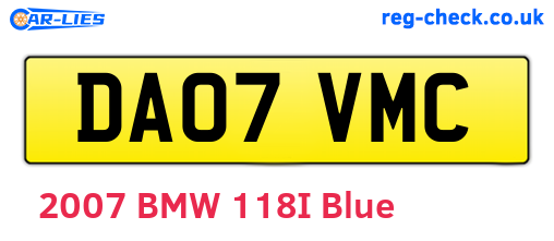 DA07VMC are the vehicle registration plates.
