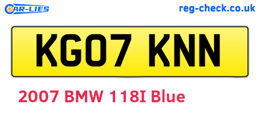 KG07KNN are the vehicle registration plates.