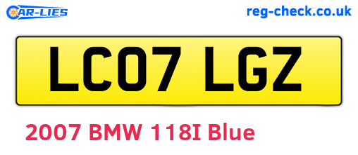 LC07LGZ are the vehicle registration plates.