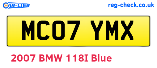 MC07YMX are the vehicle registration plates.