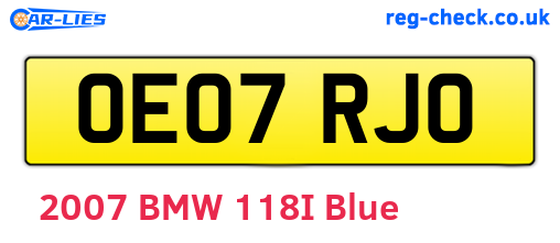OE07RJO are the vehicle registration plates.