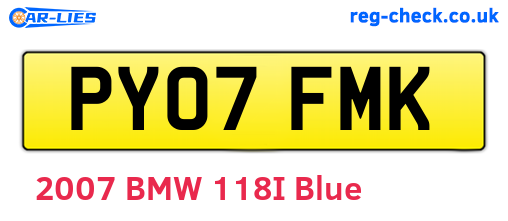PY07FMK are the vehicle registration plates.