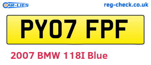 PY07FPF are the vehicle registration plates.