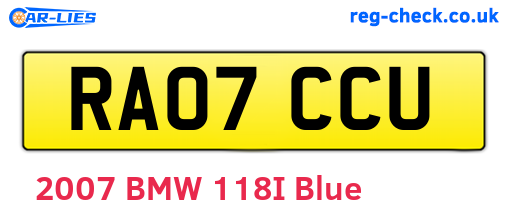 RA07CCU are the vehicle registration plates.