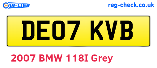 DE07KVB are the vehicle registration plates.