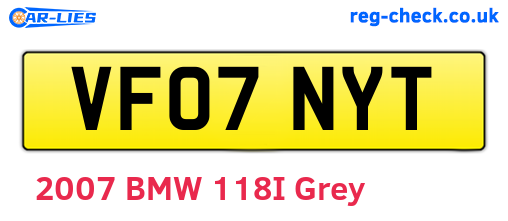 VF07NYT are the vehicle registration plates.