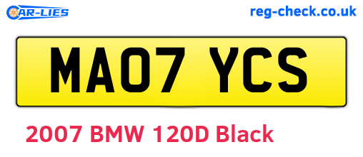 MA07YCS are the vehicle registration plates.
